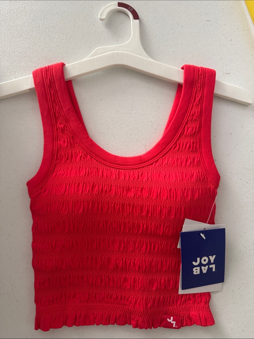 JoyLab Bright Pink Smocked Crop Tank